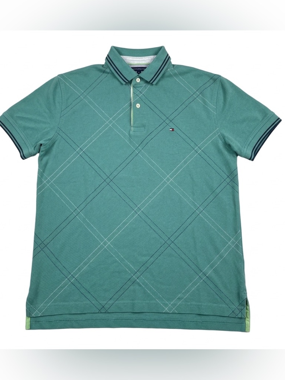 Tommy Hilfiger Teal Polo Shirt 90s y2k classic men’s size large